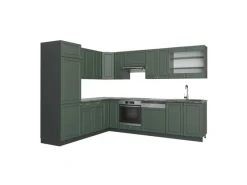 Winkelküchen<Vicco Fame-Line Eckküche -Gold Landhaus/Anthrazit 227 x 60 cm ohne Arbeitsplatte ohne E-Geräte