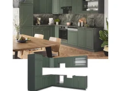 Winkelküchen<Vicco Fame-Line Eckküche -Gold Landhaus/Anthrazit 227 x 60 cm ohne Arbeitsplatte ohne E-Geräte