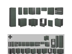 Winkelküchen<Vicco Fame-Line Eckküche -Gold Landhaus/Anthrazit 227 x 60 cm ohne Arbeitsplatte ohne E-Geräte