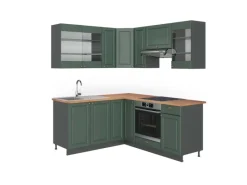 Winkelküchen|Küchenschränke<Vicco Fame-Line Eckküche -Gold Landhaus/Anthrazit 160 x 190 cm AP Eiche ohne E-Geräte