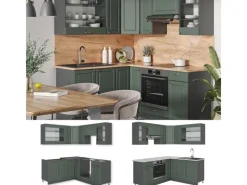 Winkelküchen|Küchenschränke<Vicco Fame-Line Eckküche -Gold Landhaus/Anthrazit 160 x 190 cm AP Eiche ohne E-Geräte