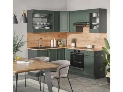 Winkelküchen|Küchenschränke<Vicco Fame-Line Eckküche -Gold Landhaus/Anthrazit 160 x 190 cm AP Eiche ohne E-Geräte