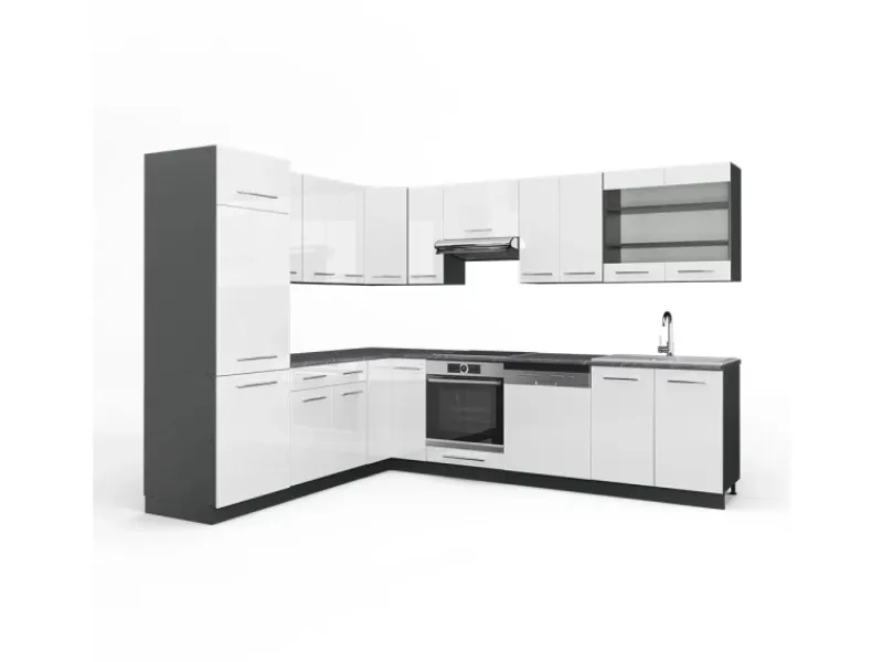 Winkelküchen|Küchenschränke<Vicco Fame-Line Eckküche /Anthrazit 227 x 287 cm AP Anthrazit ohne E-Geräte
