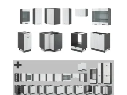 Winkelküchen<Vicco Fame-Line Eckküche Weiß Landhaus/Anthrazit 160 x 60 cm ohne Arbeitsplatte ohne E-Geräte