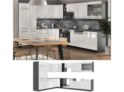 Winkelküchen<Vicco Fame-Line Eckküche /Anthrazit 347 x 257 cm AP Marmor ohne E-Geräte