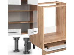 Vicco Fame-Line Eckküche Weiß Hochglanz/Goldkraft Eiche 347 x 257 cm AP Anthrazit ohne E-Geräte< Winkelküchen