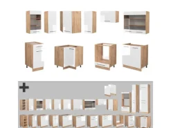 Online Vicco Fame-Line Eckküche Weiß Hochglanz/Goldkraft Eiche 160 x 60 cm ohne Arbeitsplatte ohne E-Geräte Hochglanz Weiß