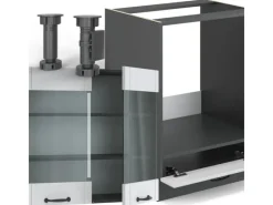 Sale Vicco Fame-Line Eckküche Weiß Landhaus/Anthrazit 160 x 190 cm AP Eiche ohne E-Geräte Weiß Strukturiert