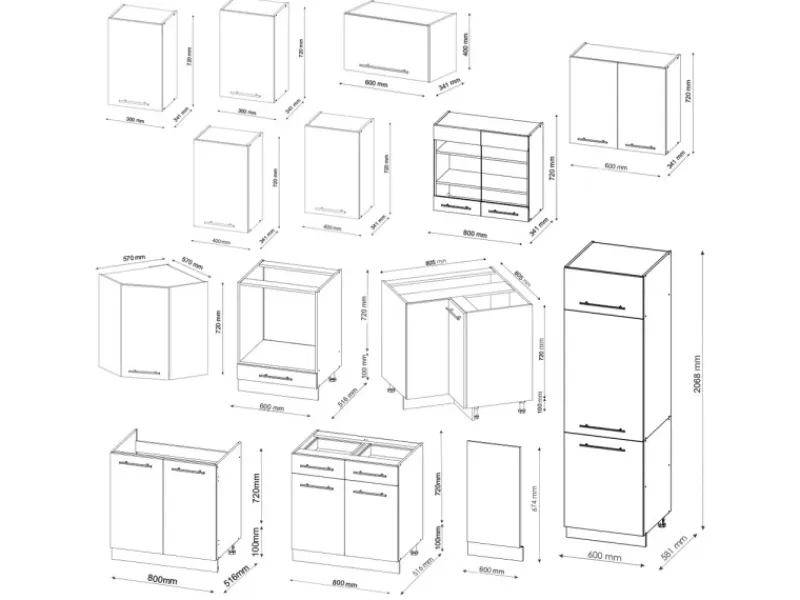 New Vicco Fame-Line Eckküche Weiß Landhaus/Anthrazit 227 x 287 cm AP Anthrazit ohne E-Geräte Weiß Strukturiert