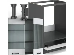 Vicco Fame-Line Eckküche Weiß Landhaus/Anthrazit 160 x 190 cm AP Anthrazit ohne E-Geräte< Winkelküchen