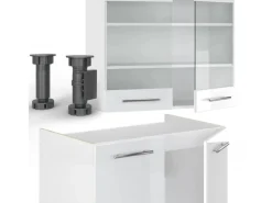 Herde|Kühlschränke<Vicco Fame-Line Küchenschränke Hochglanz/ 200 cm AP Eiche ohne E-Geräte