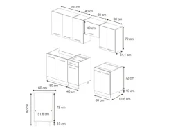 Einbauküchen<Vicco Fame-Line Küchenschränke Eiche Paneel/Anthrazit 240 cm AP Marmor ohne E-Geräte