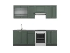 Vicco Fame-Line Küchenschränke -Gold Landhaus/Anthrazit 240 cm AP Anthrazit ohne E-Geräte Grün