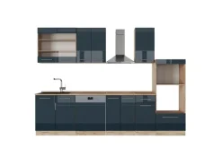 Vicco Fame-Line Küchenschränke Hochglanz/Goldkraft Eiche 300 cm mit HochschrankAP Eiche ohne E-Geräte< Küchenschränke
