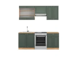 Einbauküchen<Vicco Fame-Line Küchenschränke -Gold Landhaus/Goldkraft Eiche 200 cm AP Eiche ohne E-Geräte