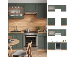 Einbauküchen<Vicco Fame-Line Küchenschränke -Gold Landhaus/Goldkraft Eiche 200 cm AP Eiche ohne E-Geräte