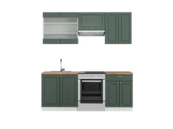 Vicco Fame-Line Küchenschränke -Gold Landhaus/Weiß 200 cm AP Eiche ohne E-Geräte< Einbauküchen
