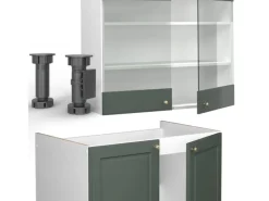 Vicco Fame-Line Küchenschränke -Gold Landhaus/Weiß 200 cm AP Eiche ohne E-Geräte< Einbauküchen
