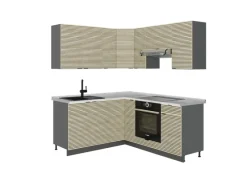 Vicco Fame-Line Küchenschränke Eiche Paneel/Anthrazit 160 x 60 cm ohne Arbeitsplatte ohne E-Geräte< Einbauküchen|Winkelküchen