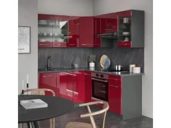Vicco Fame-Line Küchenschränke Bordeaux Hochglanz/Anthrazit 160 x 60 cm ohne Arbeitsplatte ohne E-Geräte< Winkelküchen|Küchenschränke
