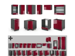 Vicco Fame-Line Küchenschränke Bordeaux Hochglanz/Anthrazit 160 x 60 cm ohne Arbeitsplatte ohne E-Geräte< Winkelküchen|Küchenschränke