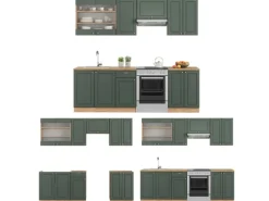 Einbauküchen<Vicco Fame-Line Küchenschränke -Gold Landhaus/Goldkraft Eiche 240 cm AP Eiche ohne E-Geräte