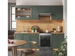Einbauküchen<Vicco Fame-Line Küchenschränke -Gold Landhaus/Goldkraft Eiche 240 cm AP Eiche ohne E-Geräte