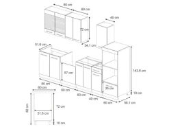 Vicco Fame-Line Küchenschränke Hochglanz/Weiß 300 cm mit HochschrankAP Eiche ohne E-Geräte< Küchenschränke|Einbauküchen
