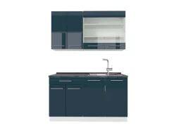 Single-Küchen<Vicco Fame-Line Küchenschränke Hochglanz/Weiß 140 cm AP Anthrazit ohne E-Geräte