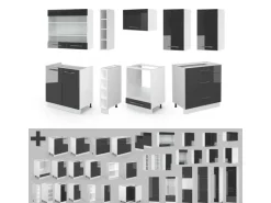 Einbauküchen<Vicco Fame-Line Küchenschränke /Weiß 235 cm ohne Arbeitsplatte ohne E-Geräte