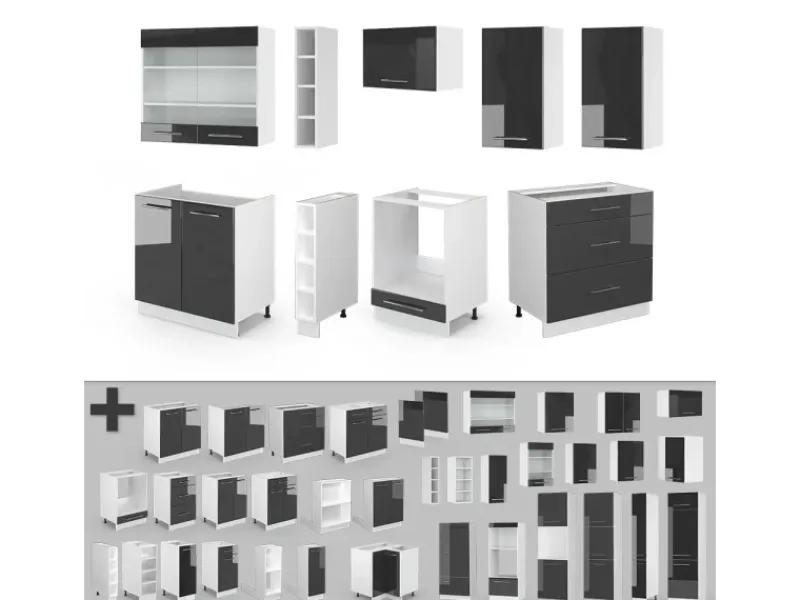 Einbauküchen<Vicco Fame-Line Küchenschränke /Weiß 235 cm ohne Arbeitsplatte ohne E-Geräte