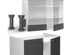 Hot Vicco Fame-Line Küchenschränke /Weiß 240 cm AP Marmor ohne E-Geräte Anthrazit-Gold