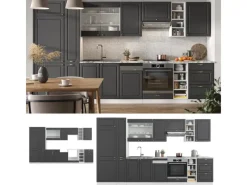 Einbauküchen<Vicco Fame-Line Küchenschränke /Weiß 355 cm ohne Arbeitsplatte ohne E-Geräte