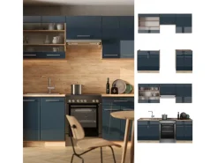 Einbauküchen<Vicco Fame-Line Küchenschränke Hochglanz/Goldkraft Eiche 200 cm AP Eiche ohne E-Geräte