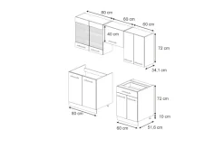 Einbauküchen<Vicco Fame-Line Küchenschränke Hochglanz/Goldkraft Eiche 200 cm AP Eiche ohne E-Geräte