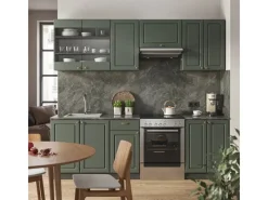 Discount Vicco Fame-Line Küchenschränke -Gold Landhaus/Anthrazit 240 cm AP Eiche ohne E-Geräte Grün