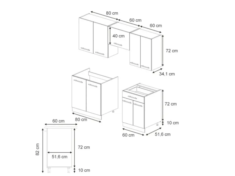 Clearance Vicco Fame-Line Küchenschränke Eiche Paneel/Weiß 200 cm AP Eiche ohne E-Geräte Berghütten Eiche