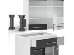Vicco Fame-Line Küchenschränke /Weiß 140 cm AP Marmor ohne E-Geräte< Single-Küchen
