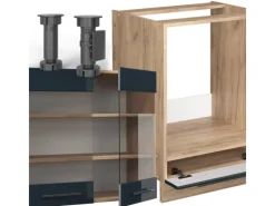 Best Vicco Fame-Line Küchenschränke Hochglanz/Goldkraft Eiche 160 x 60 cm ohne Arbeitsplatte ohne E-Geräte Dunkelblau