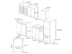 Küchenschränke|Einbauküchen<Vicco Fame-Line Küchenschränke Hochglanz/Anthrazit 300 cm mit HochschrankAP Marmor ohne E-Geräte