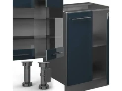 Küchenschränke|Einbauküchen<Vicco Fame-Line Küchenschränke Hochglanz/Anthrazit 300 cm mit HochschrankAP Marmor ohne E-Geräte