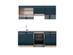 Einbauküchen<Vicco Fame-Line Küchenschränke Hochglanz/Goldkraft Eiche 200 cm AP Anthrazit ohne E-Geräte