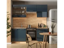 Einbauküchen<Vicco Fame-Line Küchenschränke Hochglanz/Goldkraft Eiche 200 cm AP Anthrazit ohne E-Geräte