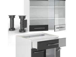 Single-Küchen<Vicco Fame-Line Küchenschränke /Weiß 140 cm AP Eiche ohne E-Geräte
