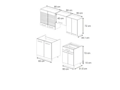 Vicco Fame-Line Küchenschränke Hochglanz/Weiß 200 cm AP Anthrazit ohne E-Geräte< Einbauküchen