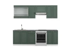 Einbauküchen<Vicco Fame-Line Küchenschränke -Gold Landhaus/Weiß 240 cm AP Anthrazit ohne E-Geräte
