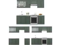Einbauküchen<Vicco Fame-Line Küchenschränke -Gold Landhaus/Weiß 240 cm AP Anthrazit ohne E-Geräte