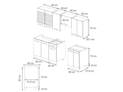 Einbauküchen<Vicco Fame-Line Küchenschränke -Gold Landhaus/Weiß 240 cm AP Anthrazit ohne E-Geräte