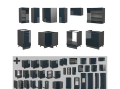 Vicco Fame-Line Küchenschränke Hochglanz/Anthrazit 160 x 60 cm ohne Arbeitsplatte ohne E-Geräte< Einbauküchen|Winkelküchen