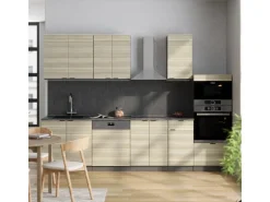 Vicco Fame-Line Küchenzeile Eiche Paneel/Anthrazit 300 cm mit Hochschrankohne Arbeitsplatte ohne E-Geräte< Zubehör Für Küchenarmatur|Kochfelder